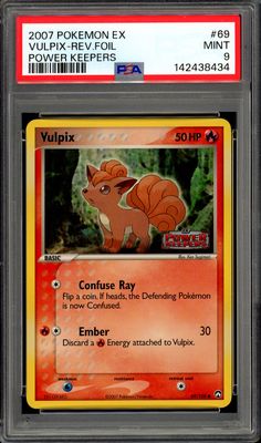 Pokemon Power Keepers 2007 - Vulpix Reverse Holo #69 - PSA 9