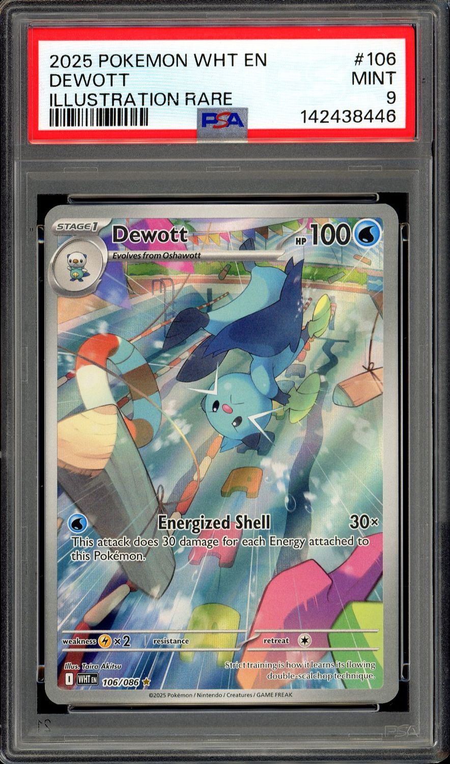Pokemon White Flare 2025 - Dewott #106 - PSA 9