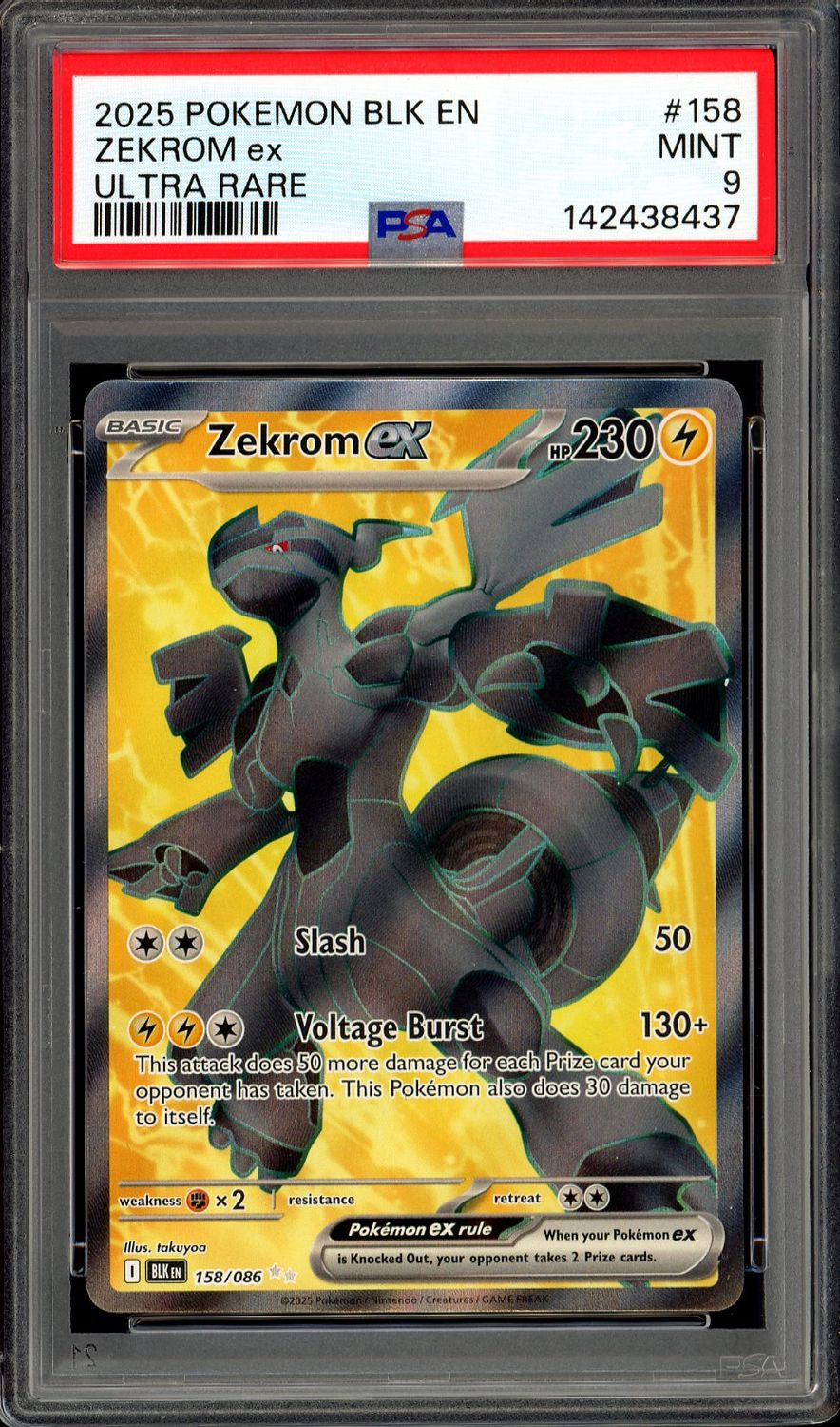 Pokemon Black Bolt 2025 - Zekrom EX #158 - PSA 9