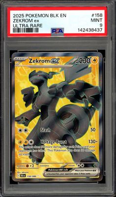 Pokemon Black Bolt 2025 - Zekrom EX #158 - PSA 9