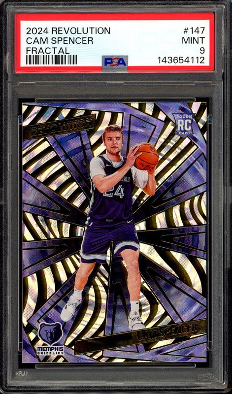 Panini Revolution Basketball 2024 - Cam Spencer RC #147 Fractal - PSA 9 Panini Revolution Basketball 2024 - Cam Spencer RC #147 Fractal - PSA 9