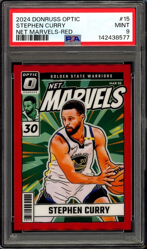 Panini Donruss Optic Basketball 2024 Net Marvels - Stephen Curry #15 Red 47/99 PSA 9 Panini Donruss Optic Basketball 2024 Net Marvels - Stephen Curry #15 Red 47/99 PSA 9