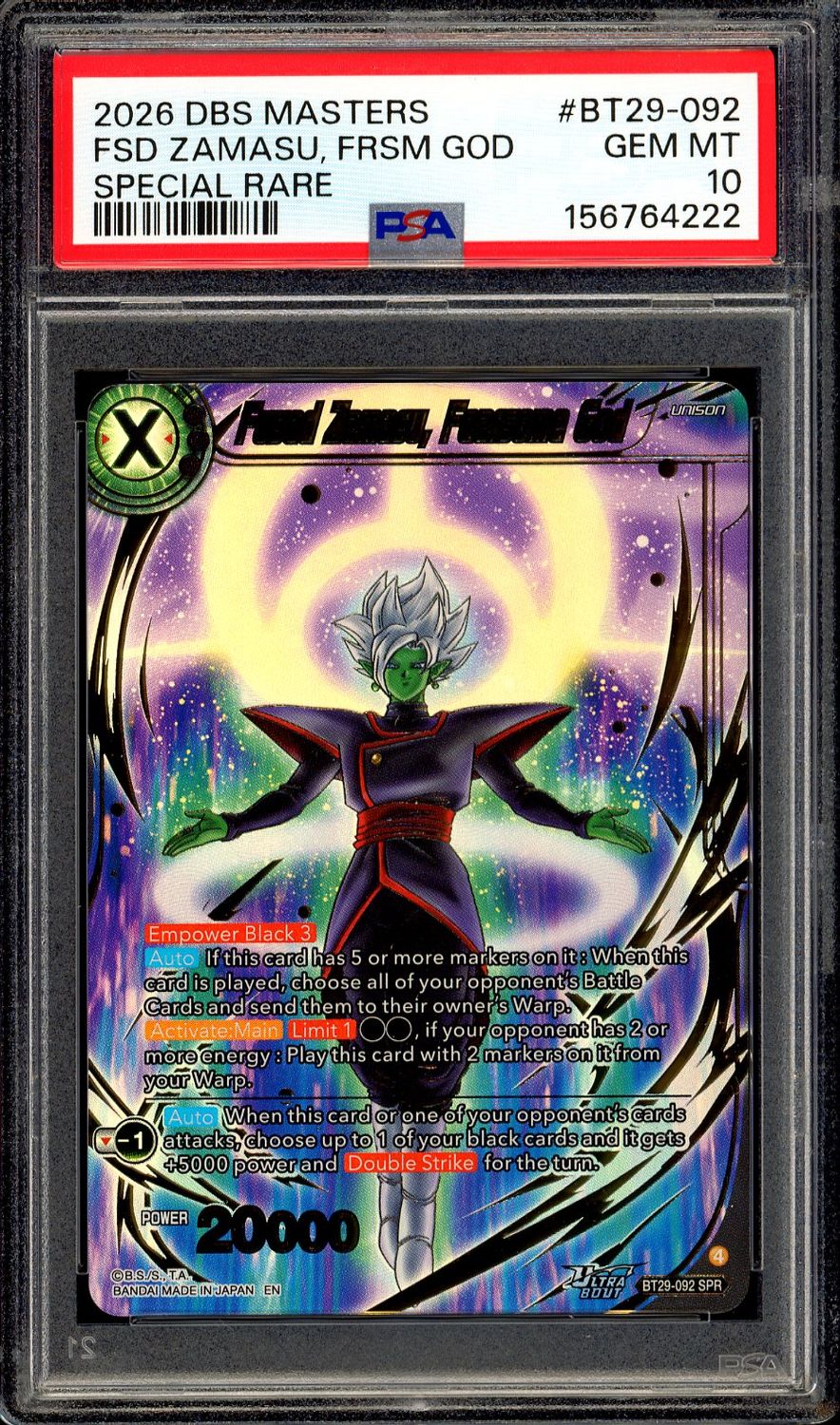 Dragon Ball Super Fearsome Rivals 2026 - Fused Zamasu, Fearsome God #BT29-092 - PSA 10