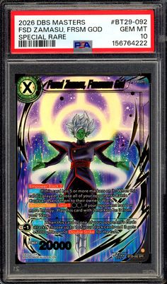 Dragon Ball Super Fearsome Rivals 2026 - Fused Zamasu, Fearsome God #BT29-092 - PSA 10