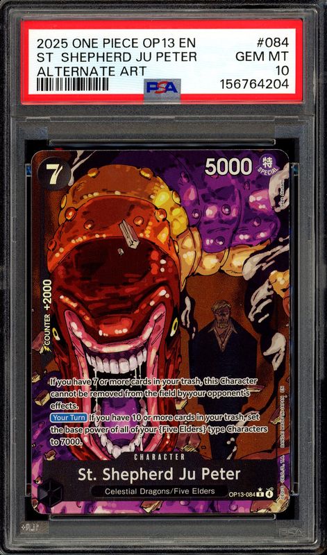 One Piece Carrying On His Will 2025 - St. Shepherd Ju Peter #OP13-084 - PSA 10