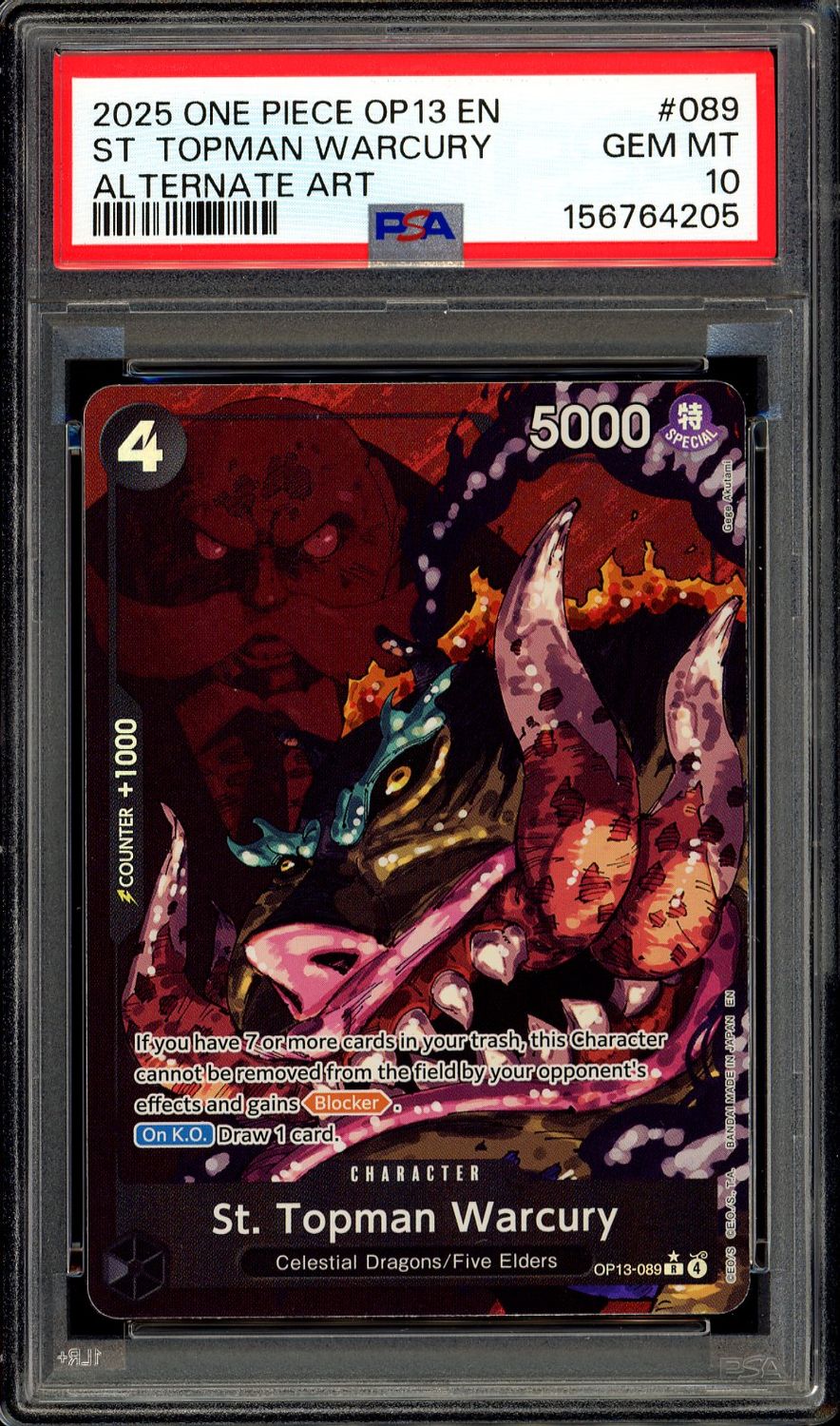 One Piece Carrying On His Will 2025 - St. Topman Warcury #OP13-089 - PSA 10
