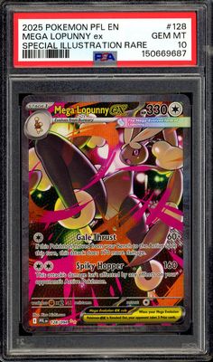 Pokemon Phantasmal Flames 2025 - Mega Lopunny EX #128 - PSA 10