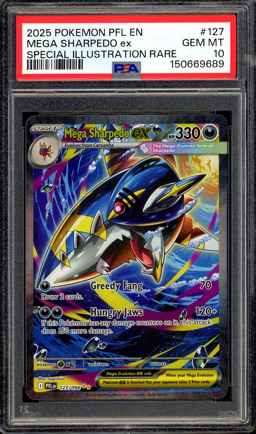 Pokemon Phantasmal Flames 2025 - Mega Sharpedo EX #127  - PSA 10