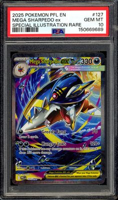 Pokemon Phantasmal Flames 2025 - Mega Sharpedo EX #127  - PSA 10