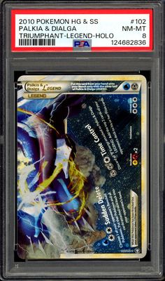 Pokemon Triumphant 2010 - Palkia &amp; Dialga LEGEND Holo #102 - PSA 8