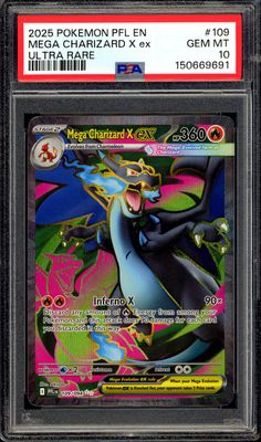 Pokemon Phantasmal Flames 2025 - Mega Charizard X EX #109  - PSA 10