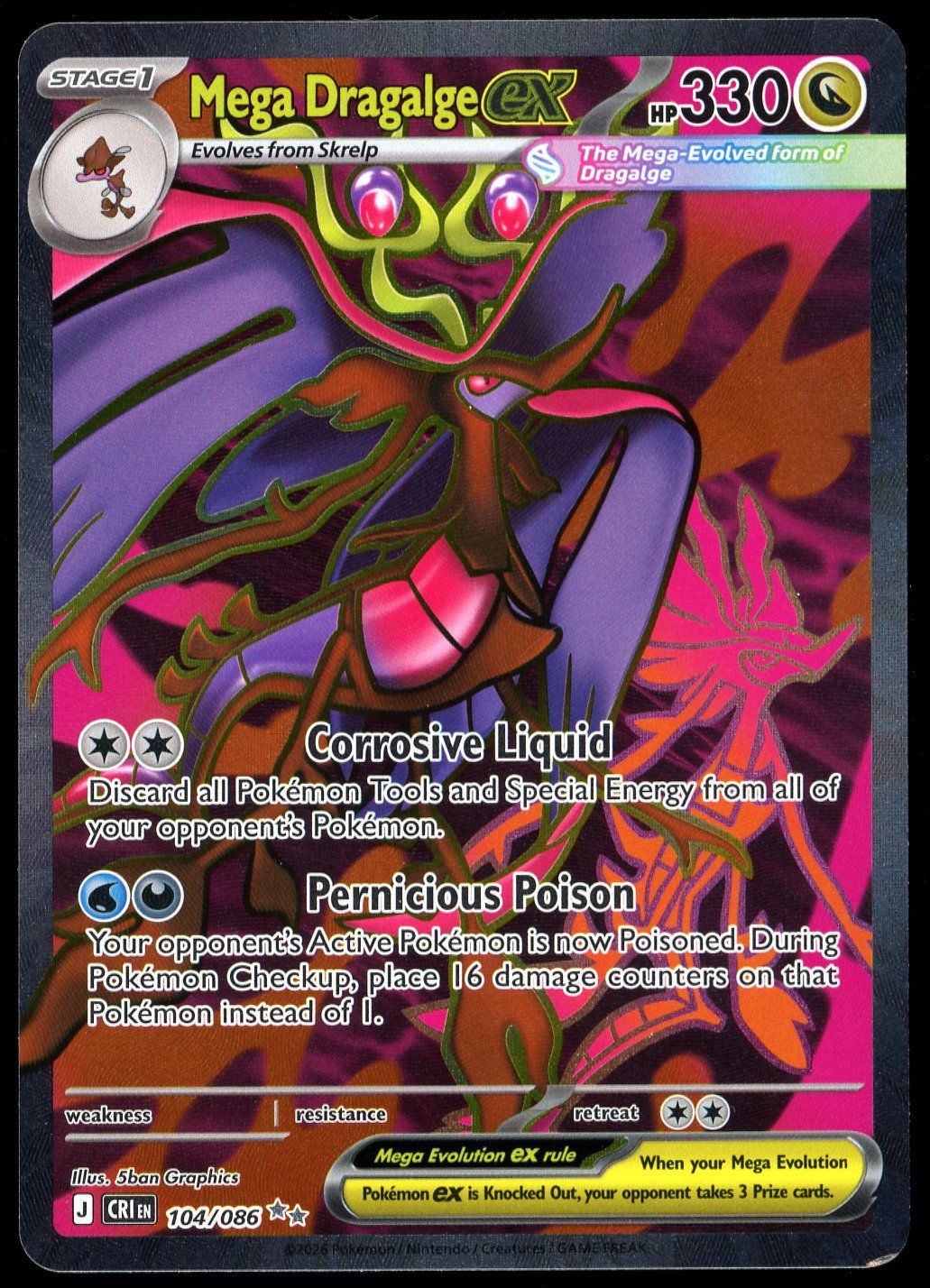 Pokemon Chaos Rising 2026 - Mega Dragalge EX #104