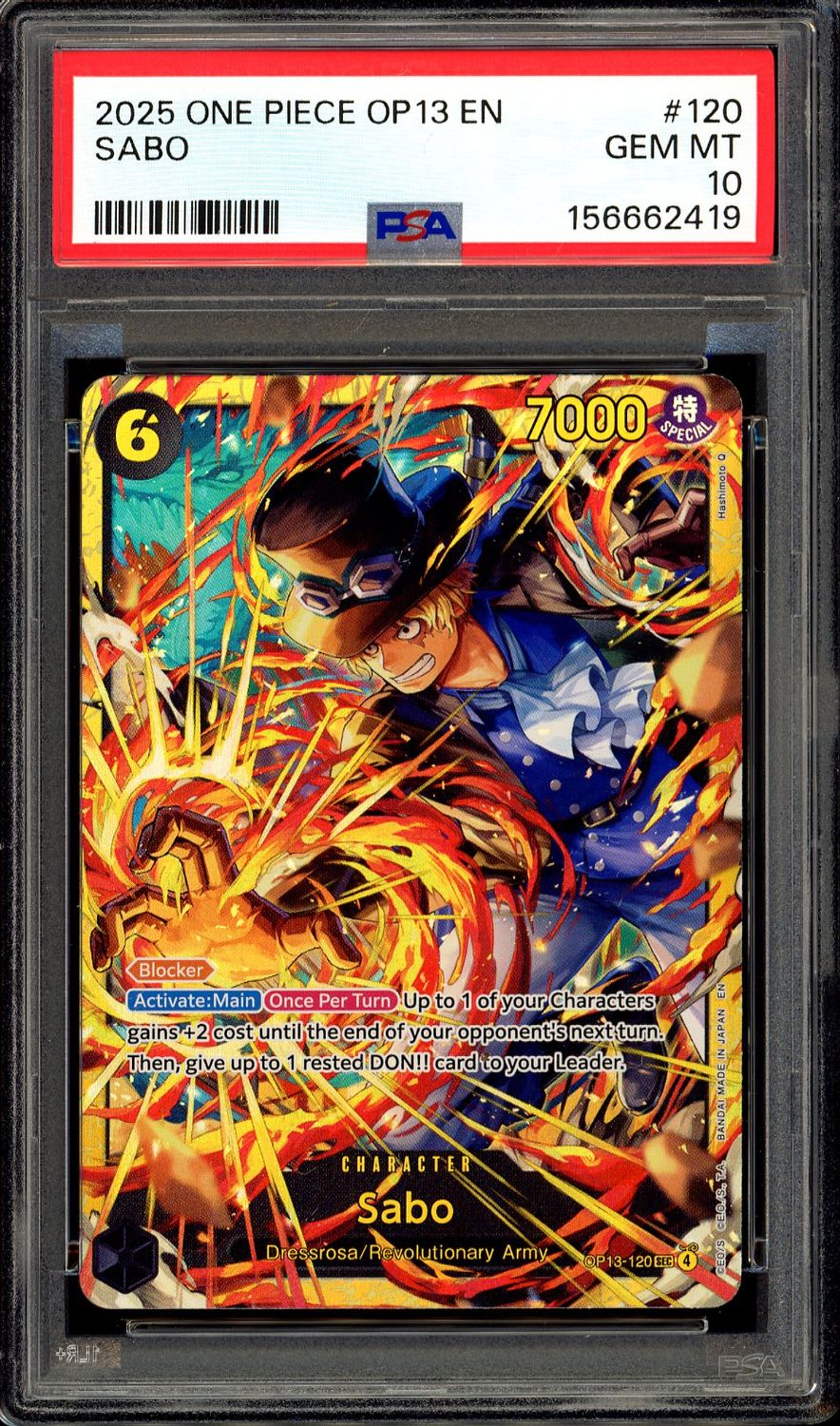 One Piece Carrying On His Will 2025 - Sabo #OP13-120 - PSA 10