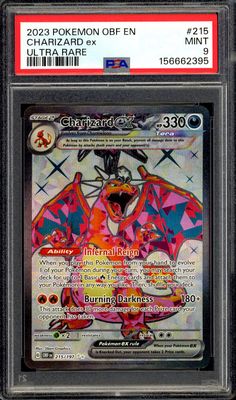Pokemon Obsidian Flames 2023 - Charizard EX #215 - PSA 9