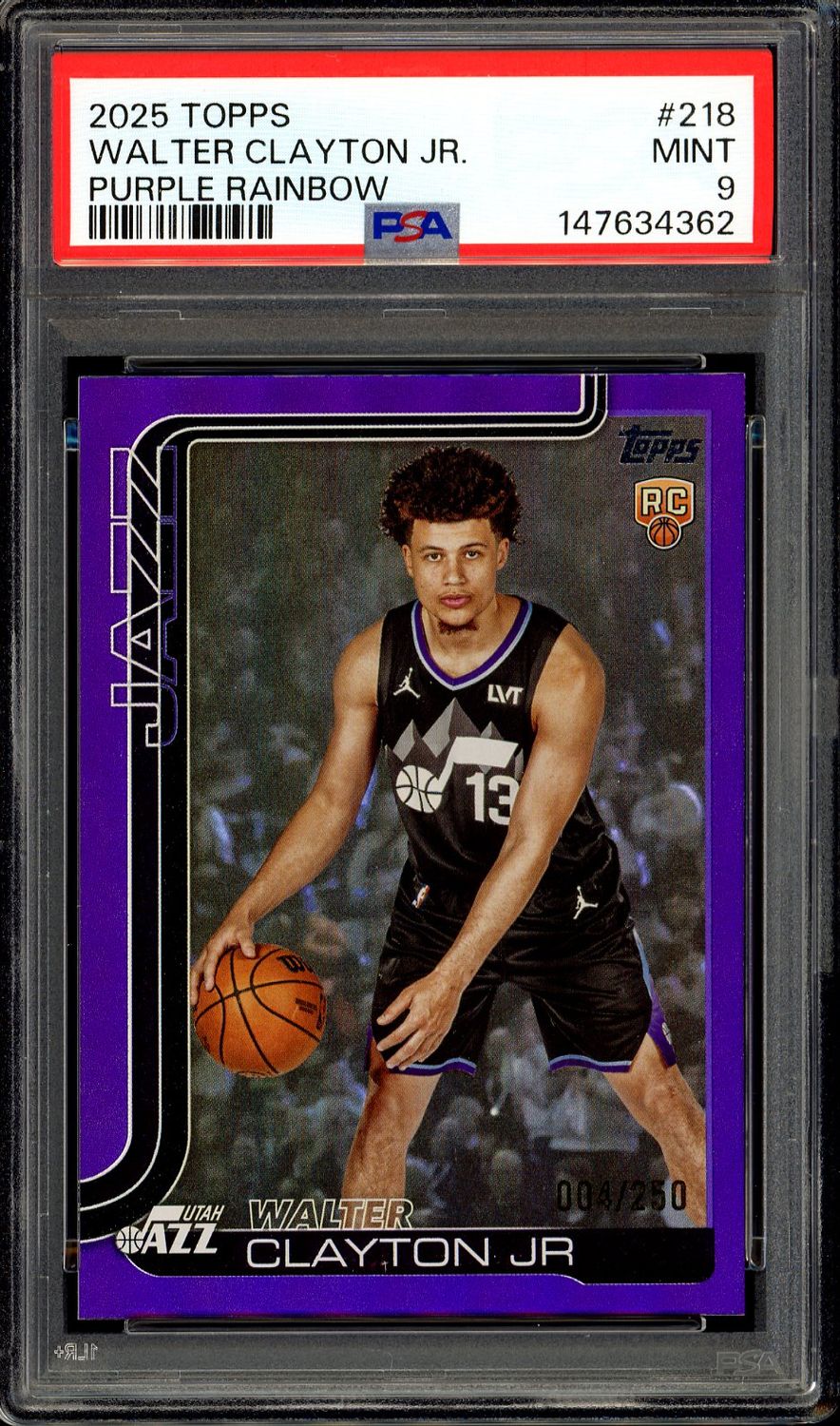 Topps Basketball 2025 - Walter Clayton Jr. RC Holo Purple Foil #218 4/250 - PSA 9