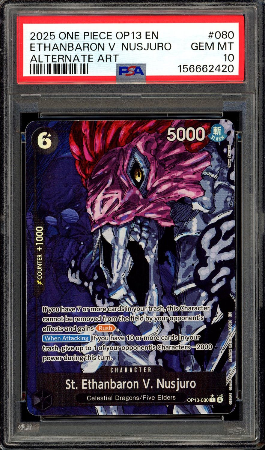 One Piece Carrying On His Will 2025 - Ethanbaron V. Nusjuro #OP13-080 - PSA 10