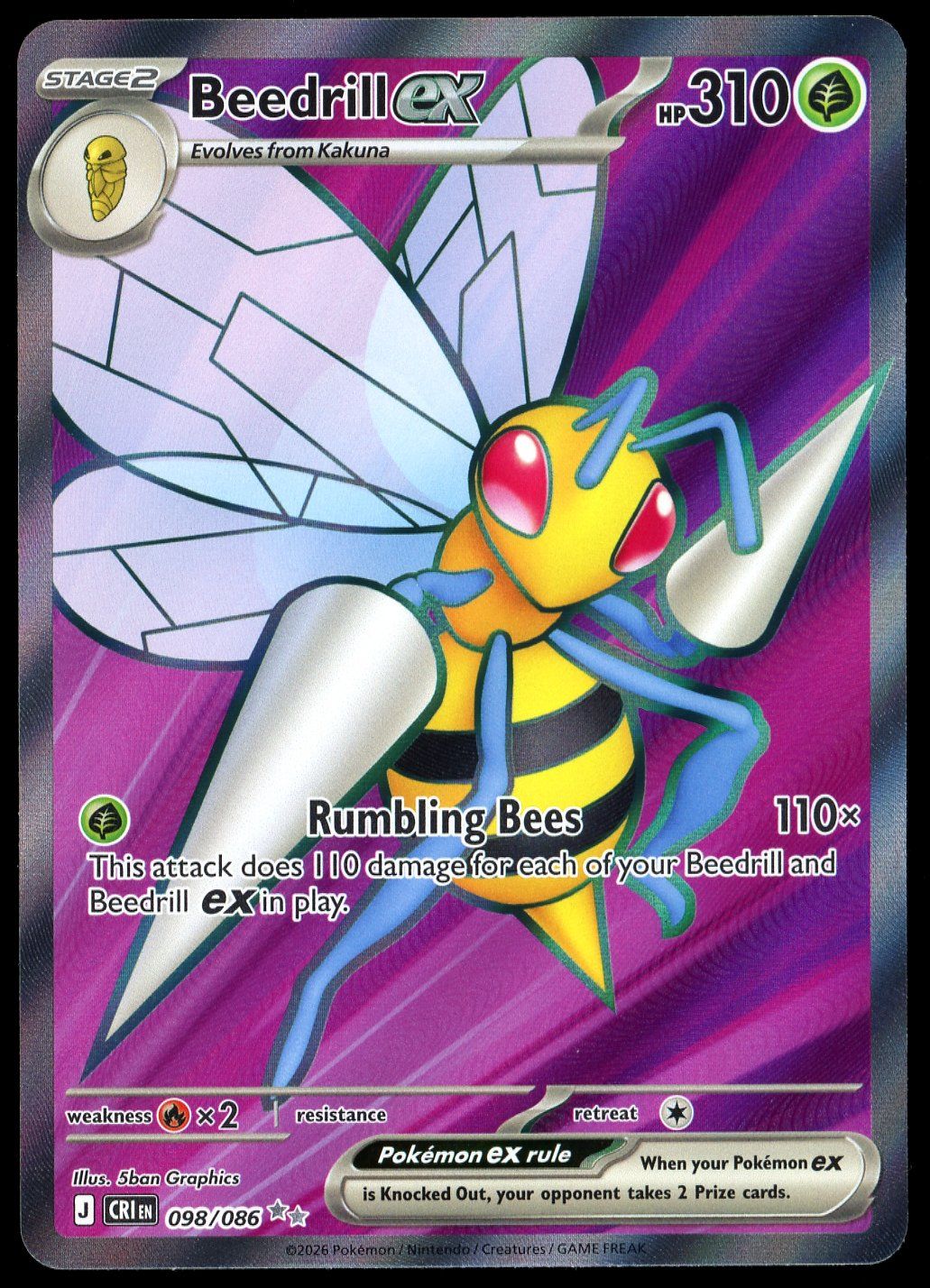 Pokemon Chaos Rising 2026 - Beedrill ex #98