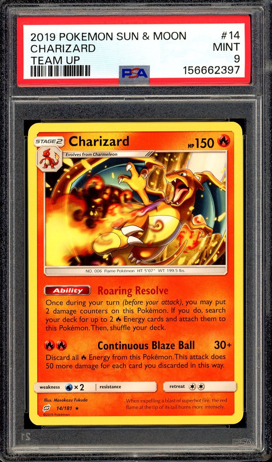 Pokemon Team Up 2019 - Charizard #14 - PSA 9