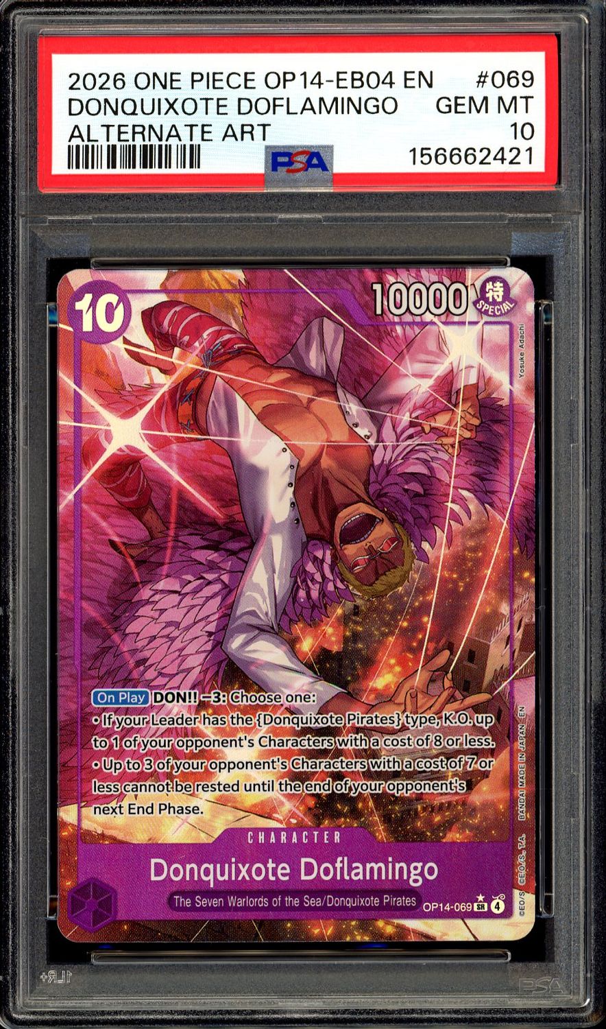 One Piece Azure Sea’s Seven 2026 - Donquixote Doflamingo #OP14-069 - PSA 10
