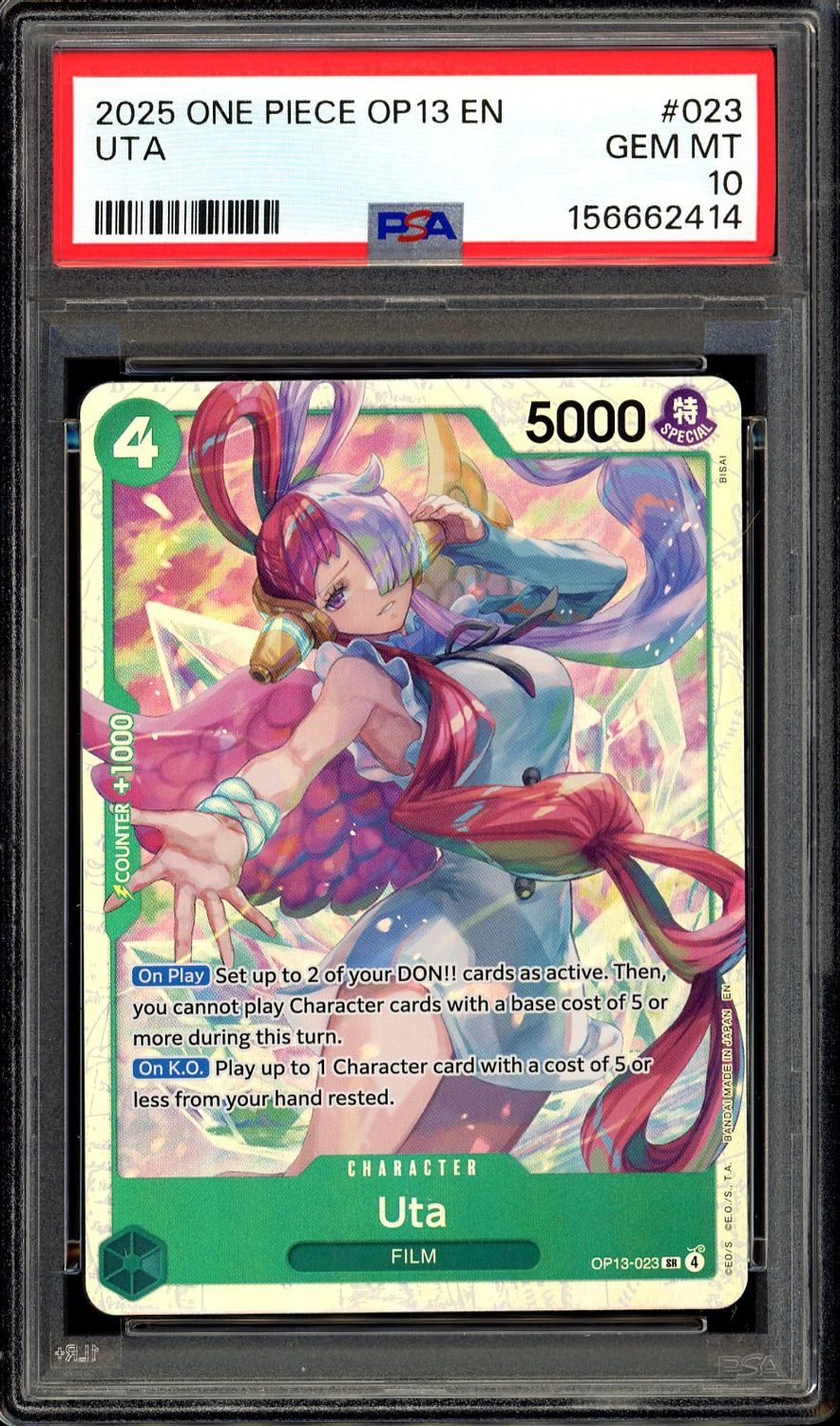 One Piece Carrying On His Will 2025 - Uta #OP13-023 - PSA 10
