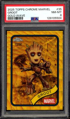 Topps Chrome Marvel 2025 - Groot Gold Wave 12/50 #35 - PSA 8