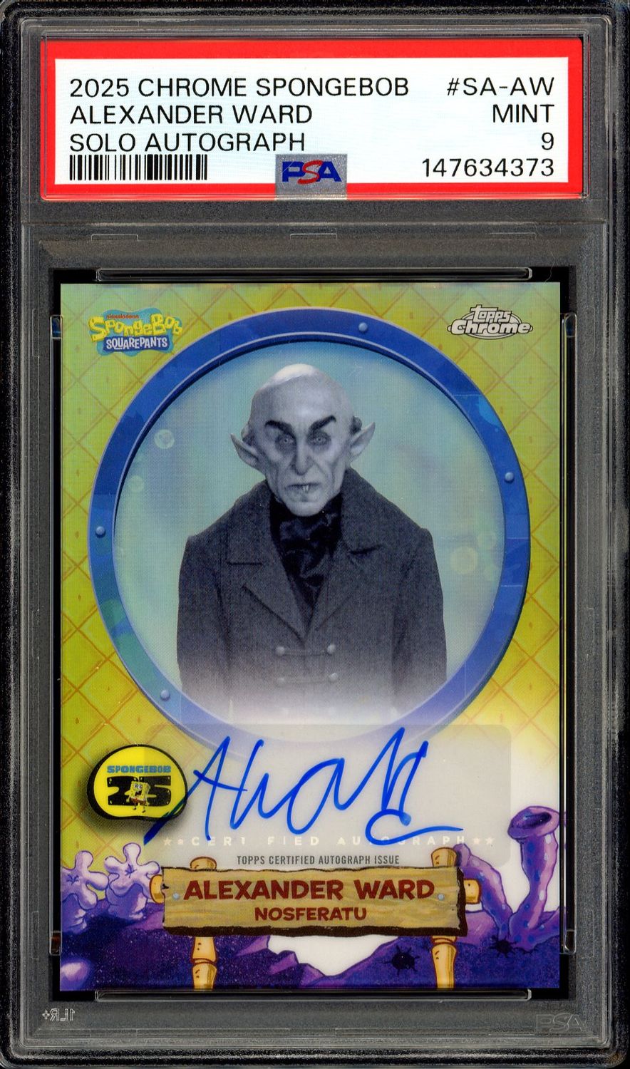 Topps Chrome SpongeBob SquarePants 2025 Solo Autograph - Alexander Ward/Nosferatu #SA-AW - PSA 9