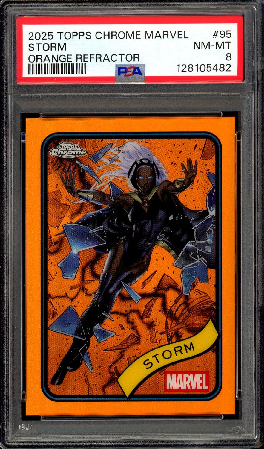 Topps Chrome Marvel 2025 - Storm Orange Refractor 12/25 #95 - PSA 8