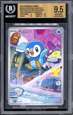 Pokemon First Partner Series 1 Promo 2026 - Piplup #042 - Beckett 9.5