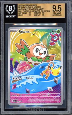 Pokemon First Partner Series 1 Promo 2026 - Rowlet #043 - Beckett 9.5