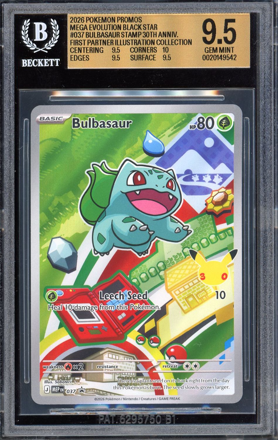 Pokemon First Partner Series 1 Promo 2026 - Bulbasaur #037 - Beckett 9.5