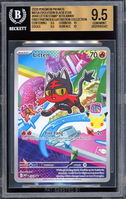 Pokemon First Partner Series 1 Promo 2026 - Litten #044 - Beckett 9.5