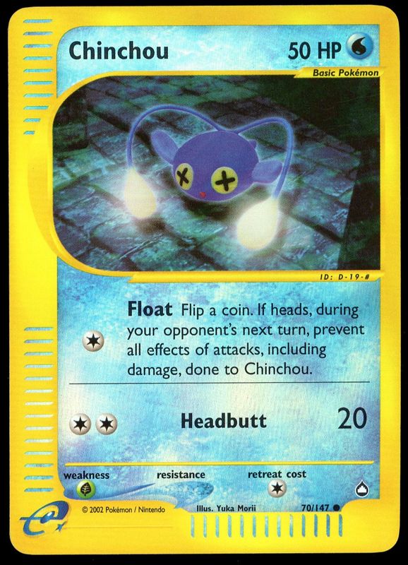 Pokemon Aquapolis 2002 - Chinchou Reverse Holo #70