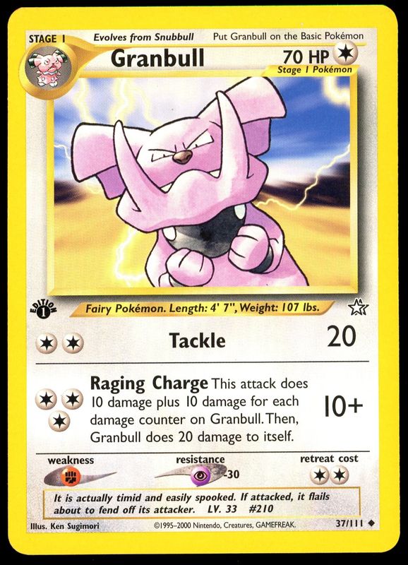 Pokemon Neo Genesis 2000 1st Edition - Granbull #37