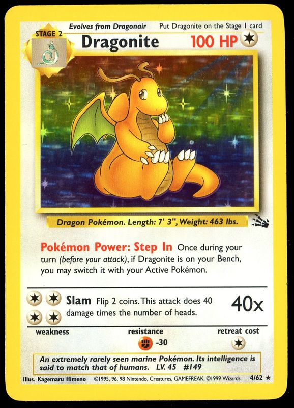 Pokemon Fossil 1999 - Dragonite Holo #4
