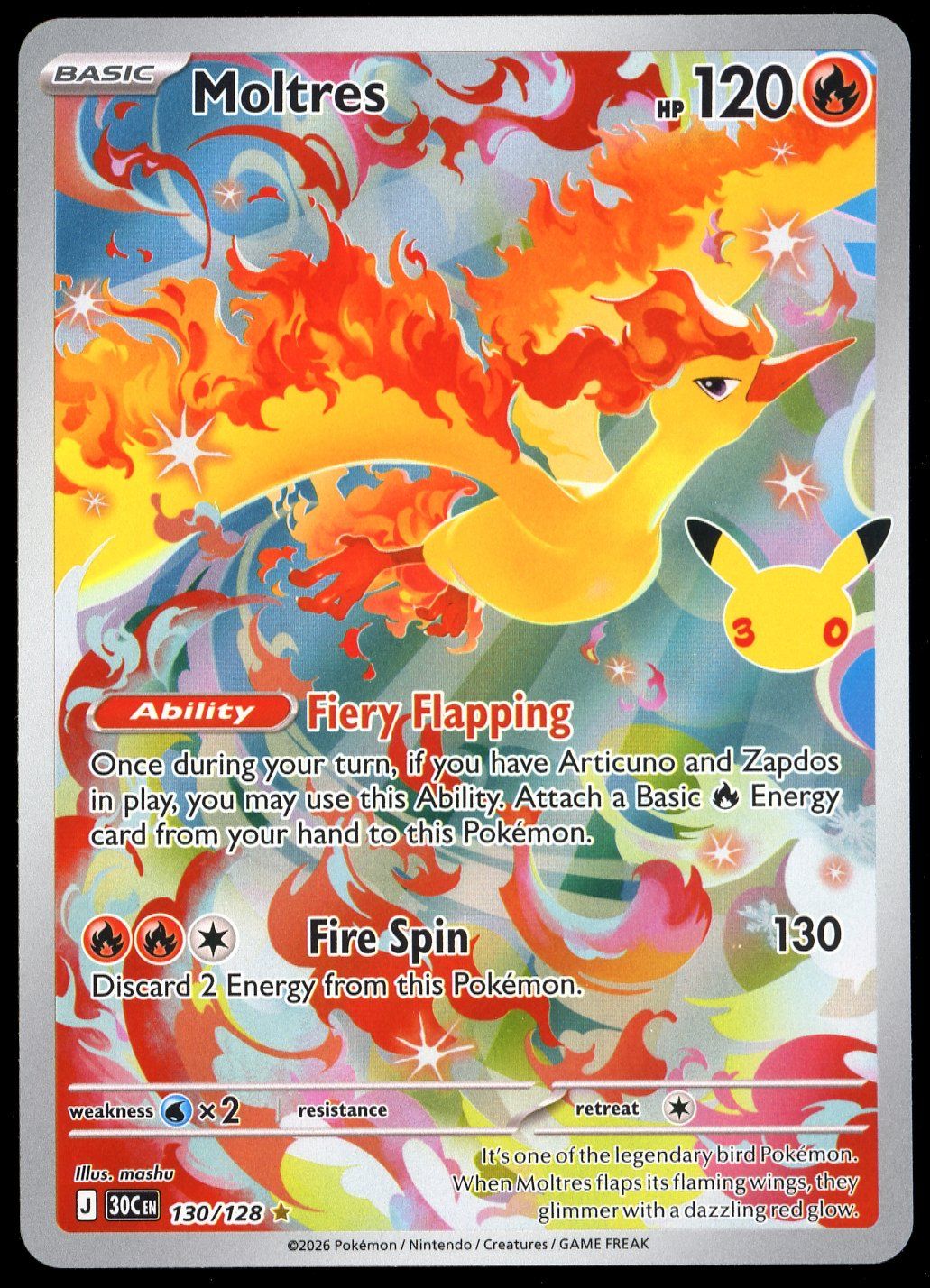 Pokemon 30th Celebration 2026 - Moltres #130