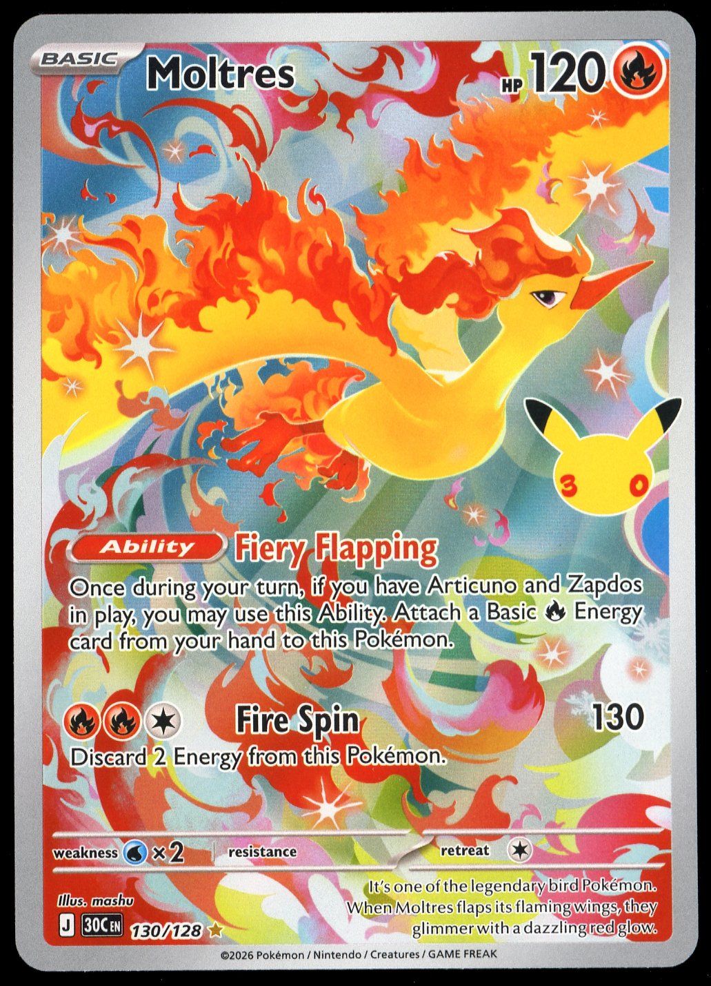 Pokemon 30th Celebration 2026 - Moltres #130