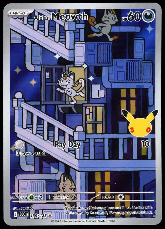 Pokemon 30th Celebration 2026 - Alolan Meowth #139