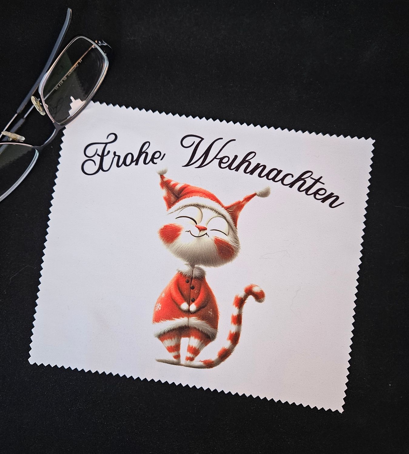 Brillenputztuch Weihnachtskatze