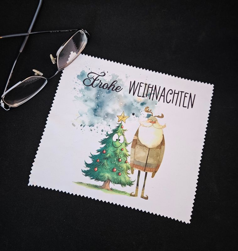 Brillenputztuch Weihnachten mit Baum