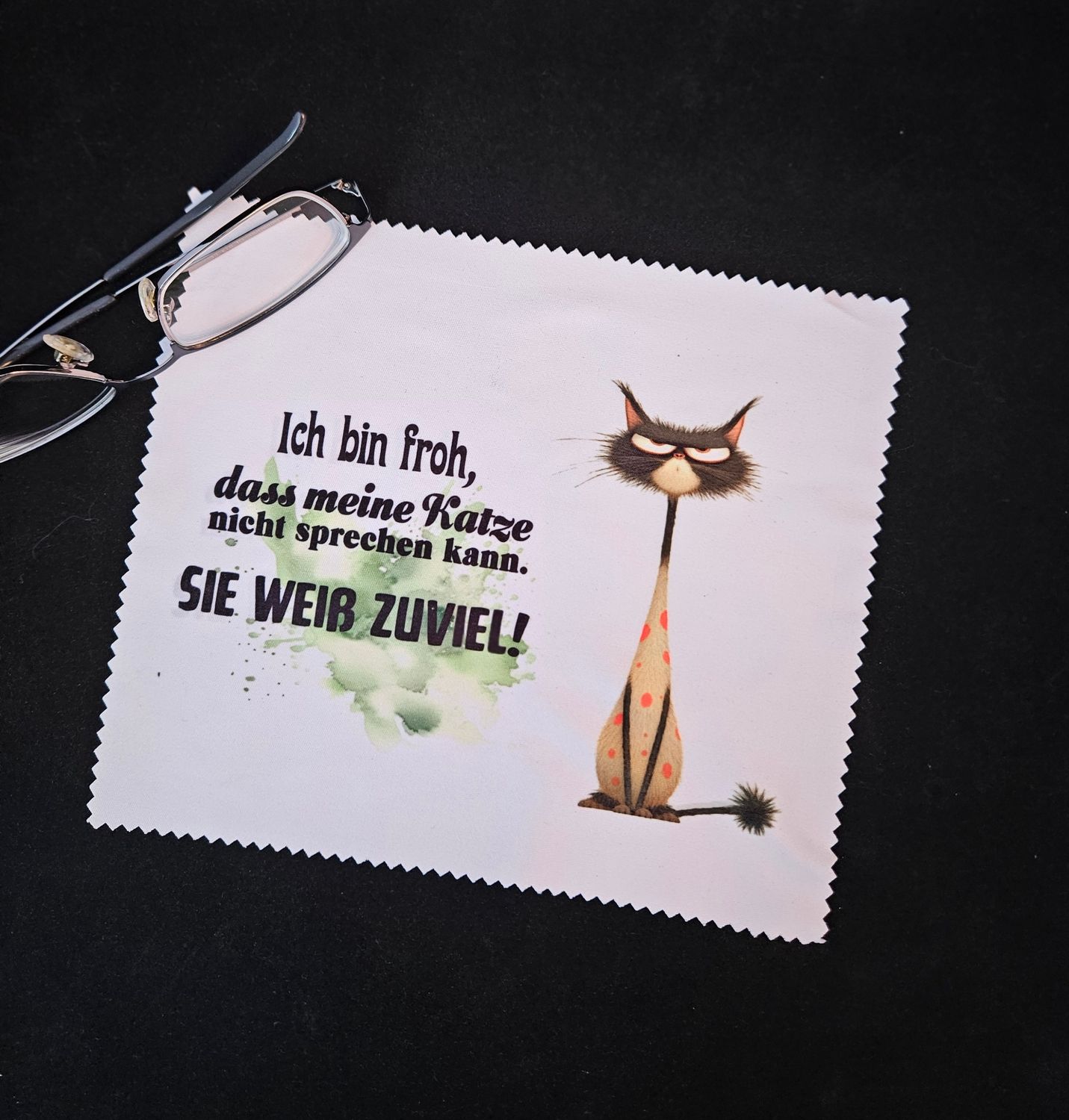 Brillenputztuch dünne Katze