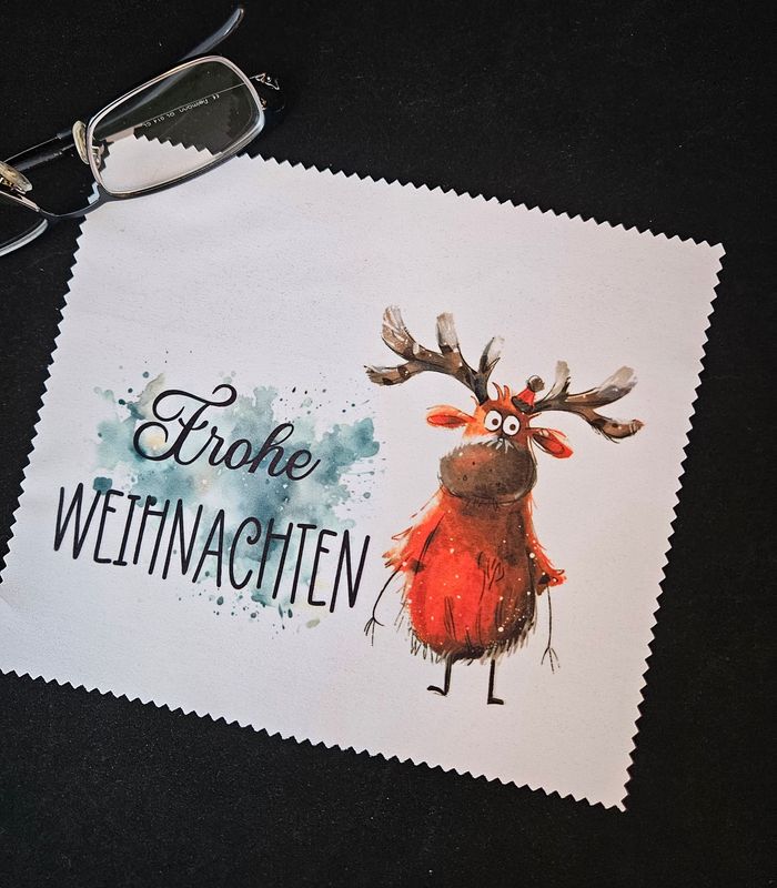 Brillenputztuch Weihnachten mit Rentier