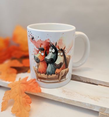 Tasse ängstliche Pferde