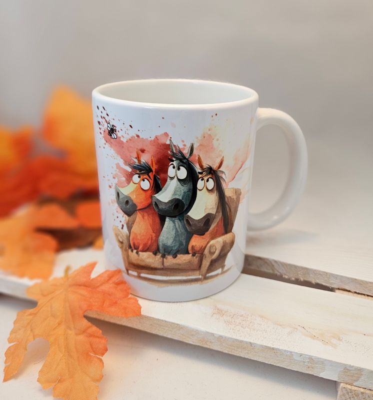 Tasse ängstliche Pferde