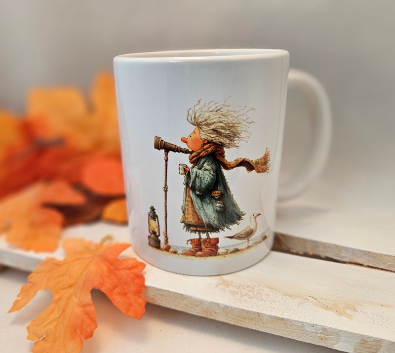 Tasse Dame am Teleskop