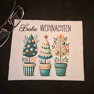 Brillenputztuch Weihnachtsbäumchen türkis