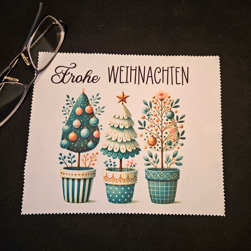 Brillenputztuch Weihnachtsbäumchen türkis