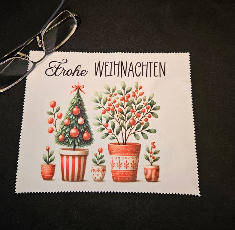 Brillenputztuch Weihnachtsbäumchen rot