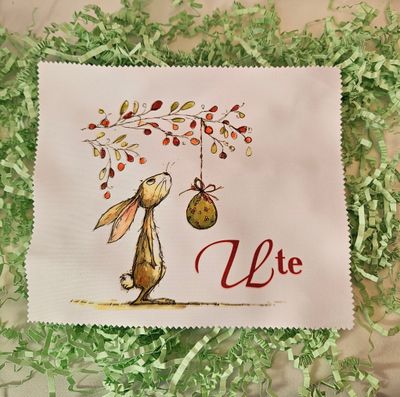 Brillenputztuch Osterei am Strauch