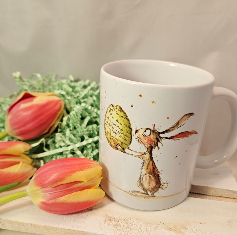 Tasse Osterhase mit Geschenk