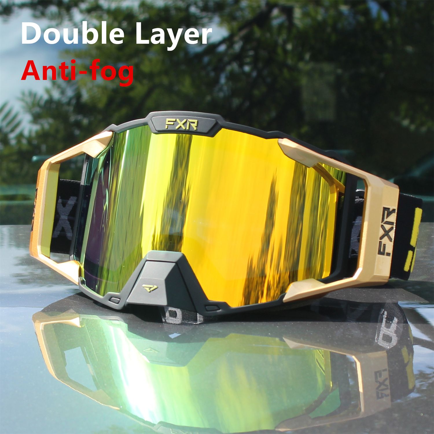 FXR Motorcycle Glasses Double Layer Anti Fog Lens Motocross Goggles Dirt Bike ATV Ski Goggles Moto Outdoor Cycling Sunglasses